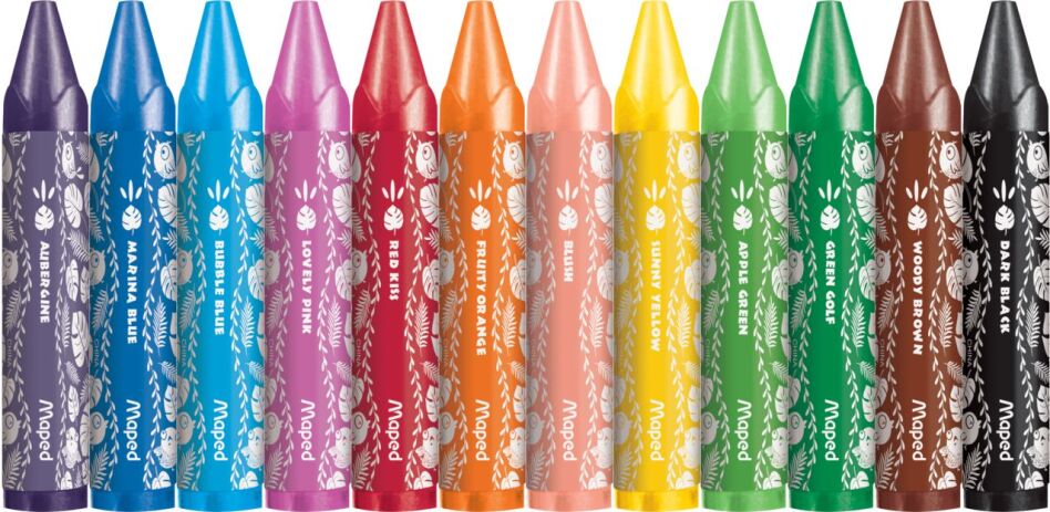 Maped Jungle Fever Κηρομπογιές Wax Maxi 12Τμχ (861400) (1)