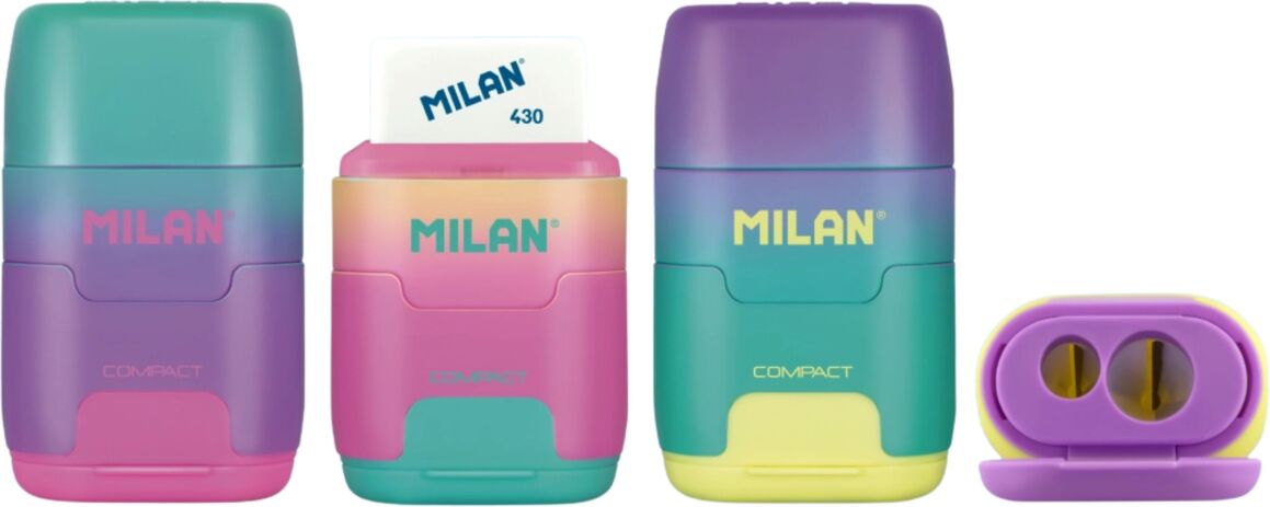 Milan Γόμα-Ξύστρα Διπλή Compact Sunset-4 Σχέδια (325-00115-4721116) (1)