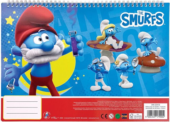 Smurfs Μπλοκ Ζωγραφικής Α4+Stickers (344-25416) (0)