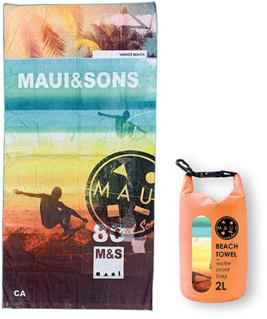 Πετσέτα Θαλάσσης Maui 90x180cm Venice Beach-Αδιάβροχη Θήκη (4950) (0)
