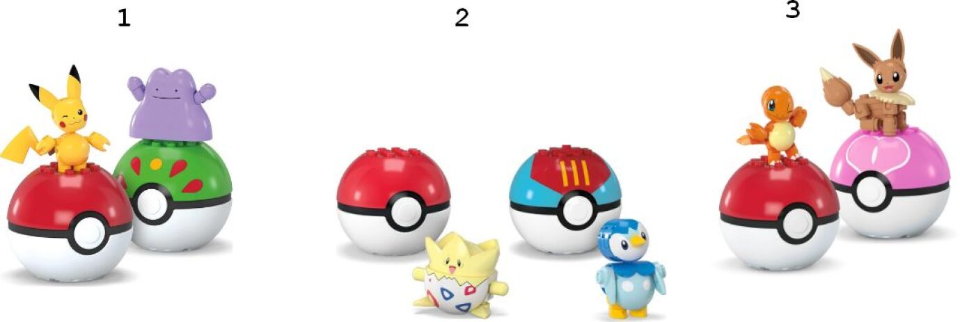 F.P. Mega Blocks Pokemon-Pokeball Σετ Των 2-3 Σχέδια (HXP11) (1)