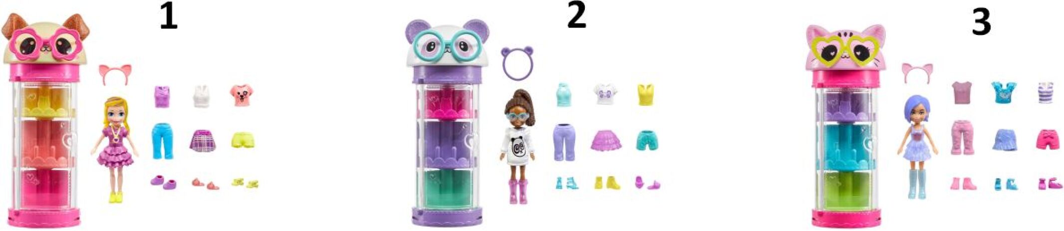 Polly Pocket Κούκλα Με Μόδες Σε Κύλινδρο-3 Σχέδια (HKW04) (1)