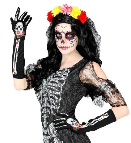 WM Γάντια Dia De Los Muertos 40cm (34279) (2)