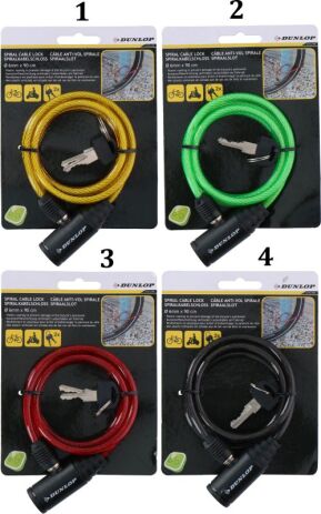 Dunlop Κλειδαριά Σπιράλ 6Χ900mm-4 Σχέδια (08258) (1)