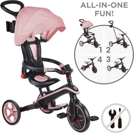 Globber Τρίκυκλο Trike Explorer Foldable 4 In 1 Pastel Pink (732-210) (4)