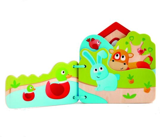 Hape Early Explorer Ξύλινο Baby's Farm Animal Βιβλιαράκι (E0046A) (1)