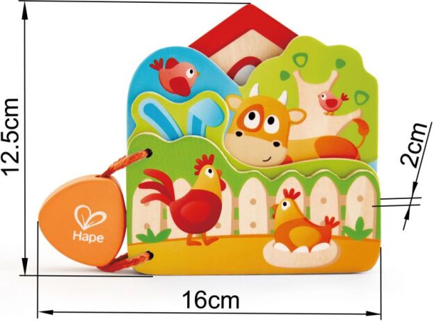 Hape Early Explorer Ξύλινο Baby's Farm Animal Βιβλιαράκι (E0046A) (4)