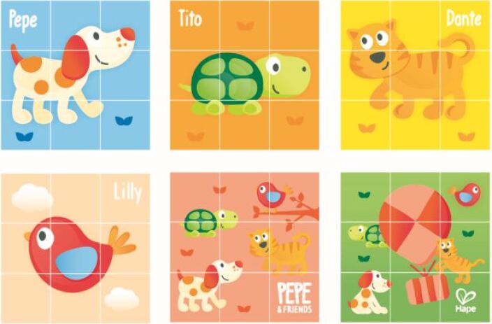 Hape Pepe & Friends Ξύλινο Πάζλ Κύβοι Friendship (E0452A) (1)