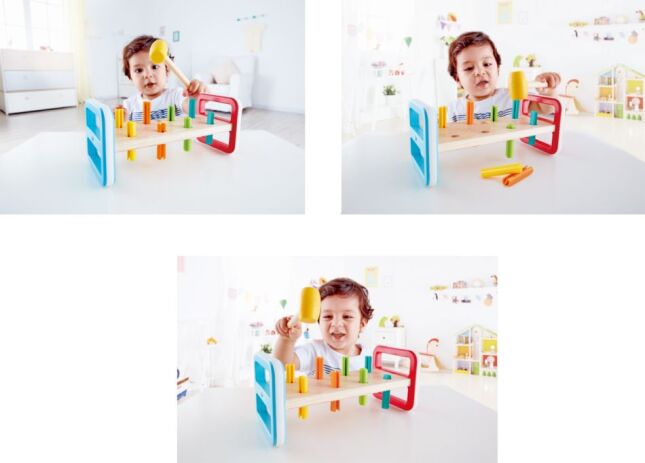 Hape Early Explorer Ξύλινο Σετ Σφηνώματα Rainbow Pounder (E0506B) (4)