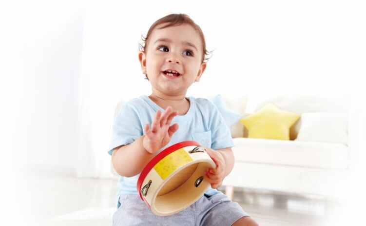 Hape Early Melodies Ξύλινο Ταμπουρίνο Tap-Along (E0607) (3)