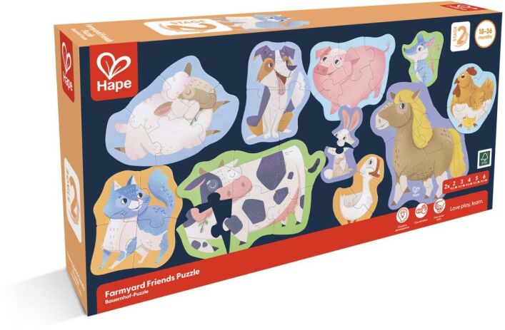 Hape Happy Puzzles Ξύλινο Παζλ Οι Φίλοι Των Ζώων Της Φάρμας (E1648A) (0)