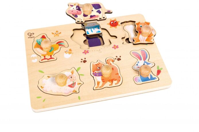 Hape Happy Puzzles Ξύλινο Παζλ Ζωάκια Φάρμας (E1655) (2)