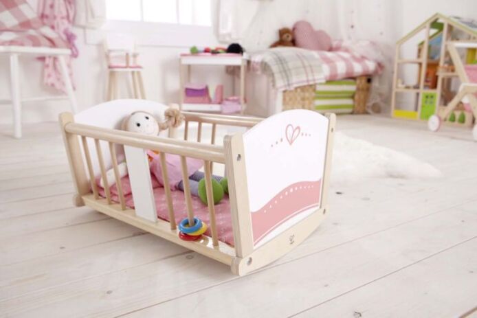 Hape Happy Doll Furniture Ξύλινο Λίκνο Κούκλας Rock-A-Bye (E3601A) (1)