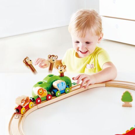 Hape Railway Ξύλινο Σετ Σιδηρόδρομος Music & Monkeys (E3825) (4)