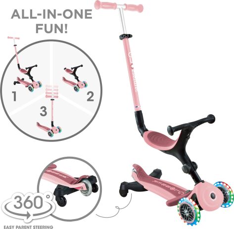 Globber Scooter Foldable Go.Up Active Lights 360 Pastel Pink (749-310) (9)