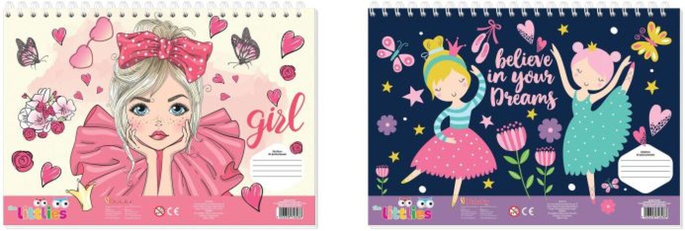 The Littlies Κορίτσι Μπλοκ Ζωγραφικής 23X33 40 Φύλλων Με Αυτοκόλλητα Στένσιλ-2 Σχέδια-1 Τμχ (000647087) (0)