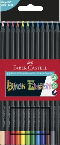 Faber Castell Ξυλομπογιές Black Edition 12τμχ. (12310079) (1)