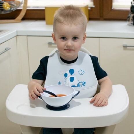 Akuku Μπολάκι Με Κουτάλι & Βεντούζα 9m+ White-Navy Blue (A0503) (3)