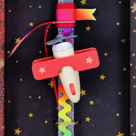 Λαμπάδα Αεροπλάνο Ξύλινο Γκρι Ανοιχτό (LA23028A) (1)