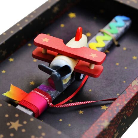 Λαμπάδα Αεροπλάνο Ξύλινο Γκρι Ανοιχτό (LA23028A) (2)