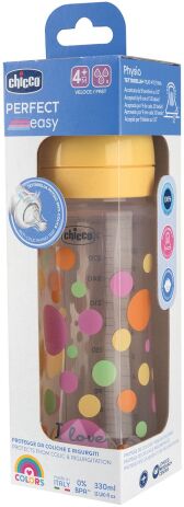 Chicco Μπιμπερό Πλαστικό Perfect Easy Ροζ 330ml 4m+ (A60-20245-10) (1)
