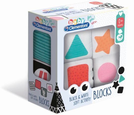 Baby Clementoni Μαλακοί Κύβοι Άσπρο-Μαύρο (1000-17321) (1)