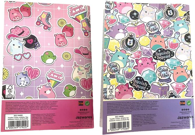 Squishmallows Τετράδιο 17X25-2 Σχέδια-1Τμχ (363-34400) (1)