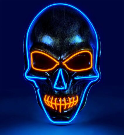 WM Μάσκα Colored Led Νεκροκεφαλή Χρυσή (30335) (1)