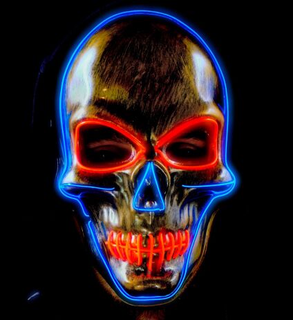 WM Μάσκα Colored Led Νεκροκεφαλή Χρυσή (30335) (2)