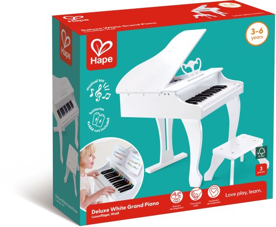 Hape Early Melodies Ξύλινο Πιάνο 30 Κλειδιά Deluxe-White (E0338) (1)