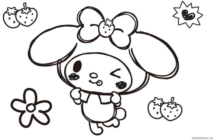 My Melody Μπλοκ Ζωγραφικής 23x33 40 Φύλλων Με Αυτοκόλλητα Στένσιλ-2 Σχέδια (000490299) (4)
