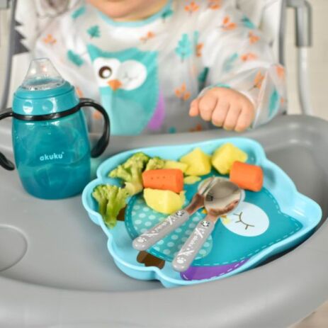 Akuku Εκπαιδευτικό Ποτηράκι Με Χερούλια 6m+ 280ml Τυρκουάζ (A0366) (2)