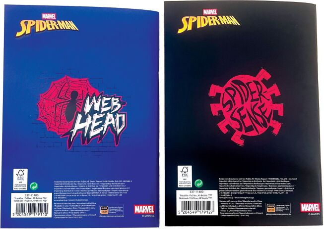 Spiderman Τετράδιο 17x25-40 Φύλλα-4 Σχέδια-1Τμχ (337-11400) (1)