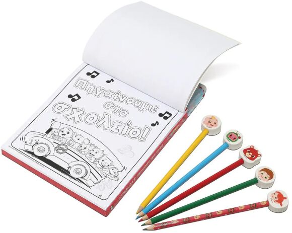 Cocomelon-Σετ Ζωγραφικής Και Δραστηριοτήτων Με 5 Μολύβια Και Γόμες (28740) (1)