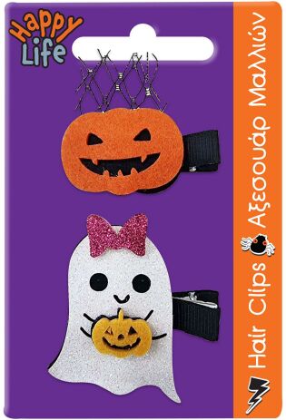 Halloween Clips Μαλλιών Ghost-Pumpkin (300-01214) (0)