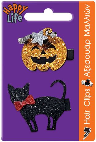 Halloween Clips Μαλλιών Cat-Pumpkin (300-01213) (0)