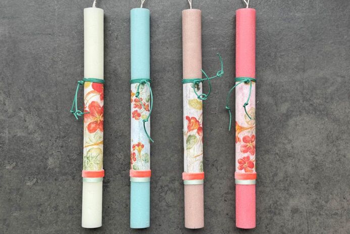 Λαμπάδα Ντεκουπάζ Λουλούδια Κόκκινα-4 Σχέδια (961-184-0108) (0)