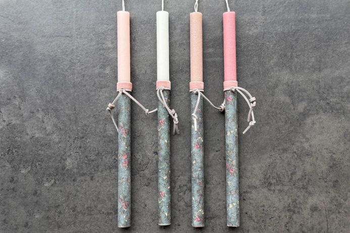 Λαμπάδα Ντεκουπάζ Floral Λαδί-Φούξια-4 Σχέδια (921-184-0111) (0)