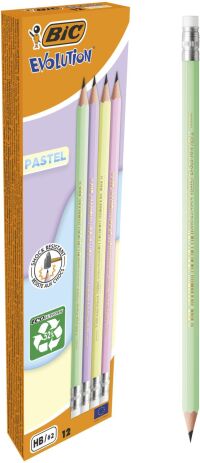 Bic HB.Μολύβι Γραφίτη Evolution Pastel Με Γόμα-4 Σχέδια-1Τμχ (518306) (0)