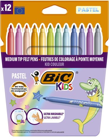 Bic Μαρκαδόροι Ζωγραφικής Kid Colour Pastel-12Τμχ (520084) (0)