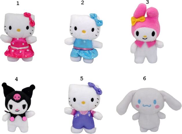Hello Kitty Λούτρινο 8cm-6 Σχέδια (HKT25000) (1)