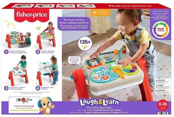 Fisher Price Laugh & Learn Εκπαιδευτικό Τραπέζι-Πίνακας 4 Σε 1 (JLM96) (1)
