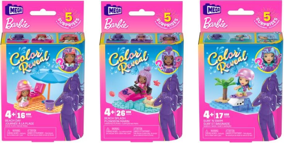 F.P. Mega Bloks Barbie Color Reveal Φιγούρα Με Αξεσουάρ-3 Σχέδια (HHP85) (2)