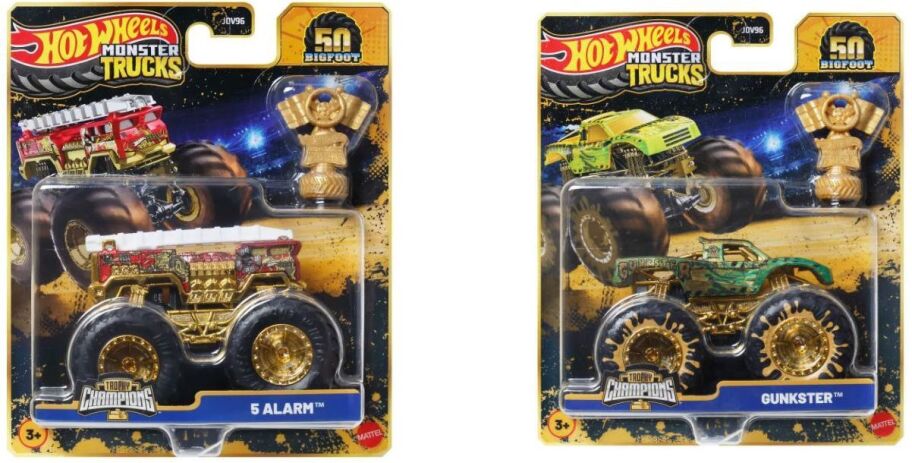 Hot Wheels Monster Trucks Οχήματα Bigfoot Throphy Champions-2 Σχέδια (JDV96) (2)