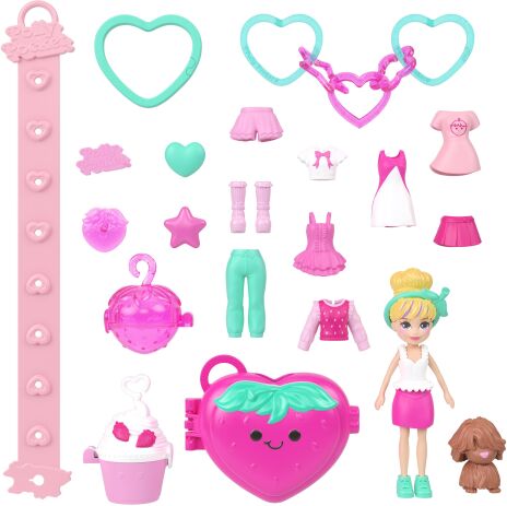 Polly Pocket Polly Κούκλα Με Αξεσουάρ & Μπρελόκ Μεγάλο Pack-3 Σχέδια (JKR51) (3)