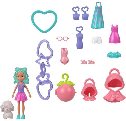 Polly Pocket Polly Κούκλα Με Αξεσουάρ & Μπρελόκ Μεσαίο Pack-3 Σχέδια (JKR46) (2)