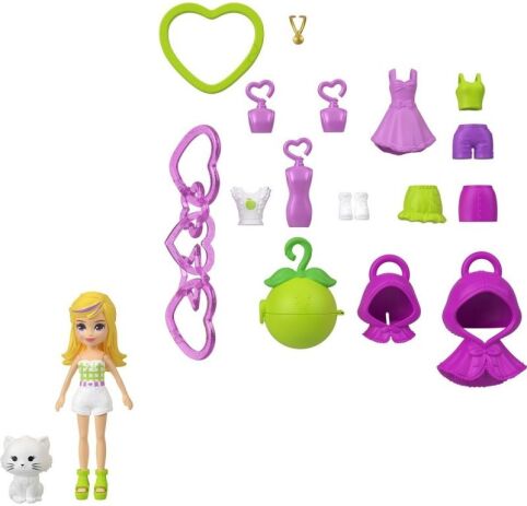 Polly Pocket Polly Κούκλα Με Αξεσουάρ & Μπρελόκ Μεσαίο Pack-3 Σχέδια (JKR46) (3)