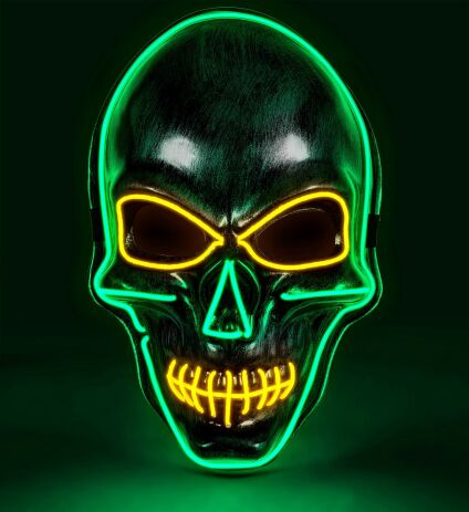 WM Μάσκα Colored Led Νεκροκεφαλή Ασημί (30334) (2)