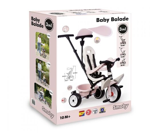 Smoby Pico Baby Balade Τρίκυκλο Pink (741404) (1)