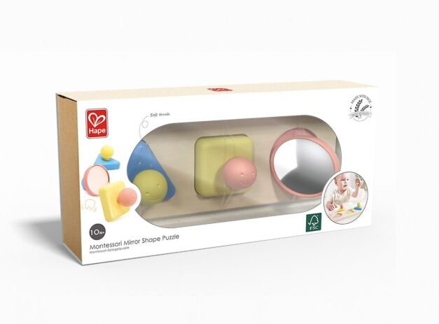 Hape Early Explorer Ξύλινο Montessori Mirror Shape Puzzle (E0072A) (1)